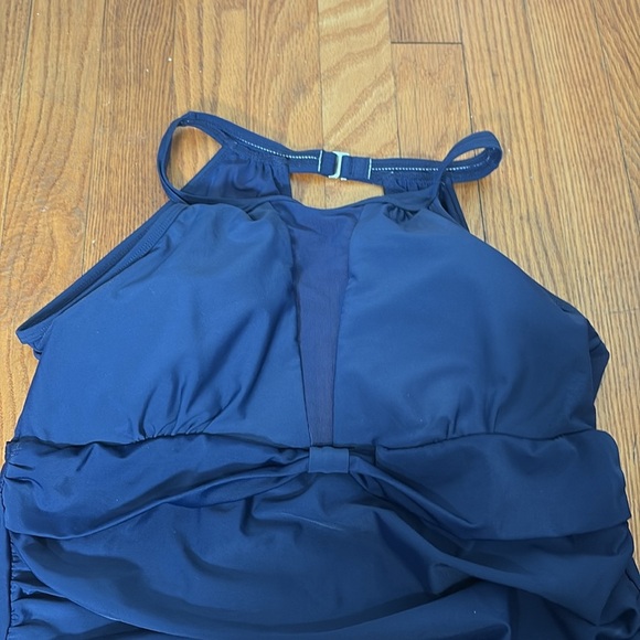 I2CRAZY One Piece Swimsuits Mesh V Neck Bathing Suits Navy L NWT - Picture 3 of 8